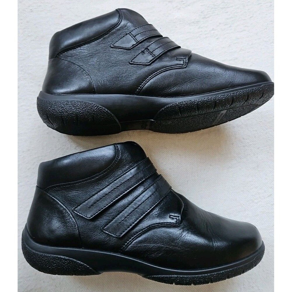 Hotter Daydream II Blk Leather Ankle Boots UK 7 US 9 EEE NEW